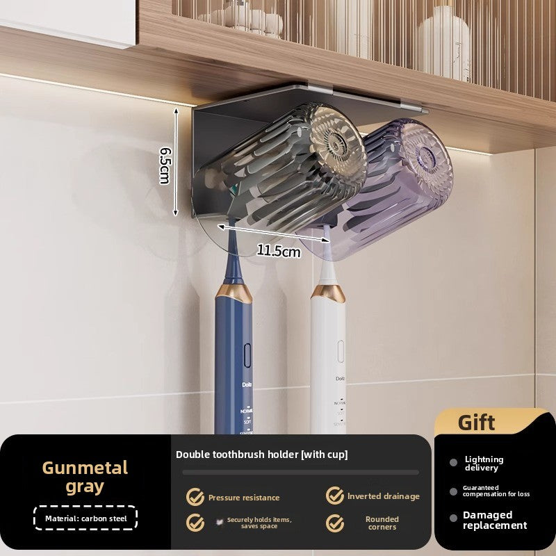 Wall-Mounted Metal Toothbrush Holder